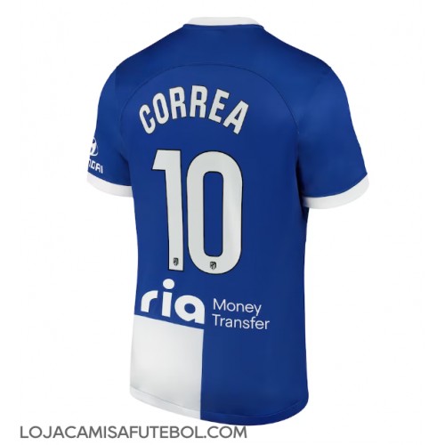Camisa de Futebol Atletico Madrid Angel Correa #10 Equipamento Secundário 2023-24 Manga Curta